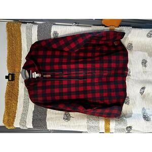 LL Bean Men's Scotch Plaid Flannel Shirt, Relaxed Zip Hoodie - Size XL Tall